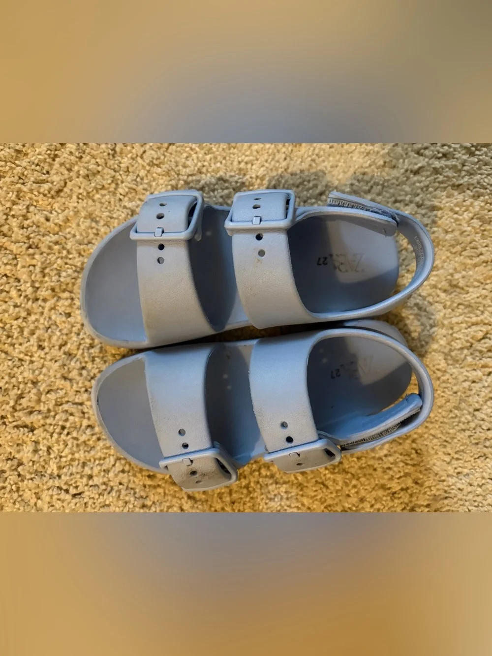 Zara Light Blue Double-Buckle Kids Sandals